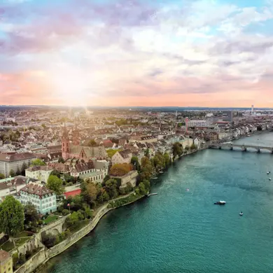Basel Panorama Bei Abenddämmerung Basel Panorama At Dusk